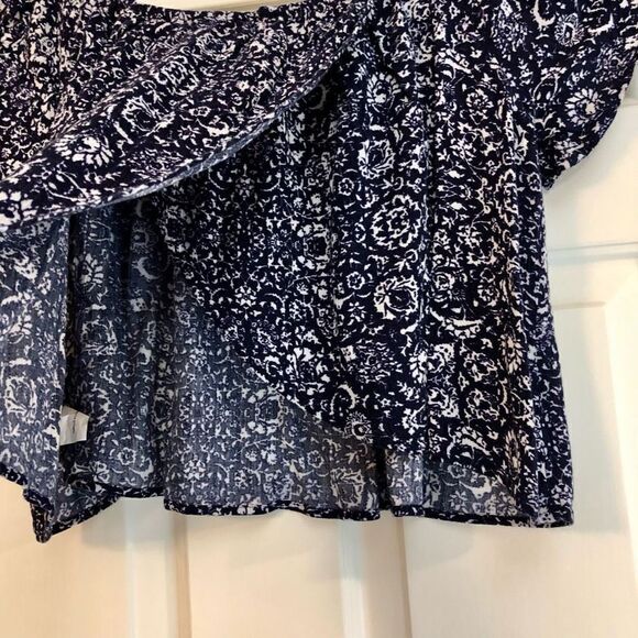 Lush Women’s Crop Top Midriff Blue Floral Top Size XL - Picture 5 of 14